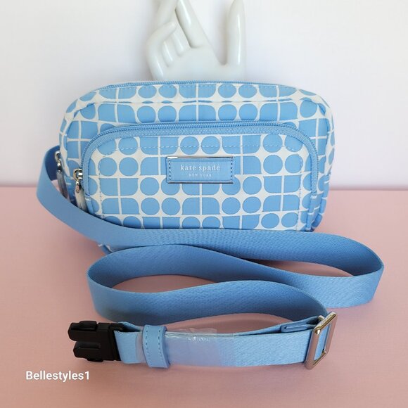 KATE SPADE Belt Bag Noel Jacquarded Printed Fabric Bag- Astral Blue color ⭐ - Picture 4 of 16